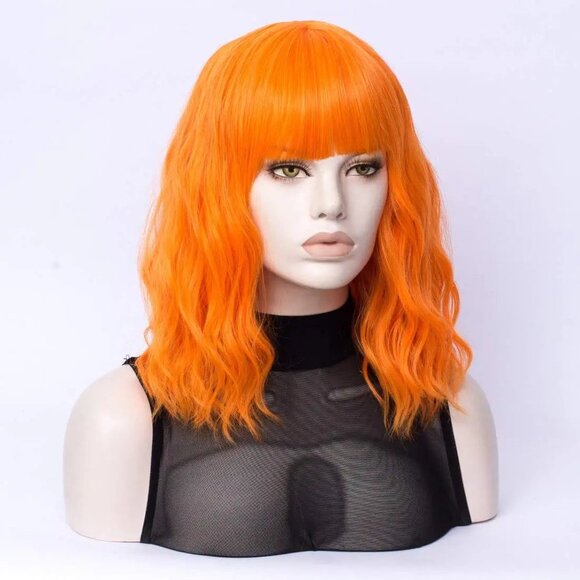 Orange Wavy Hair Wig with Bang - Picture 1 of 4